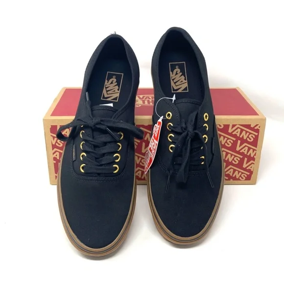 VANS Authentic Black Rubber Men’s Low Top Canvas Sneakers Skate Size VN000TSVBXH - Picture 6 of 10